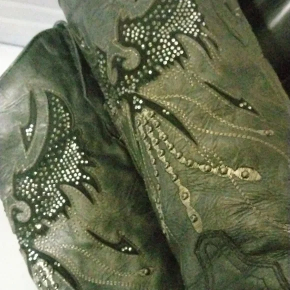 Corral Eagle Rhinestone and Stud Cut-Out leather Black/ Silver Cowgirl size 9.5 - Picture 11 of 14